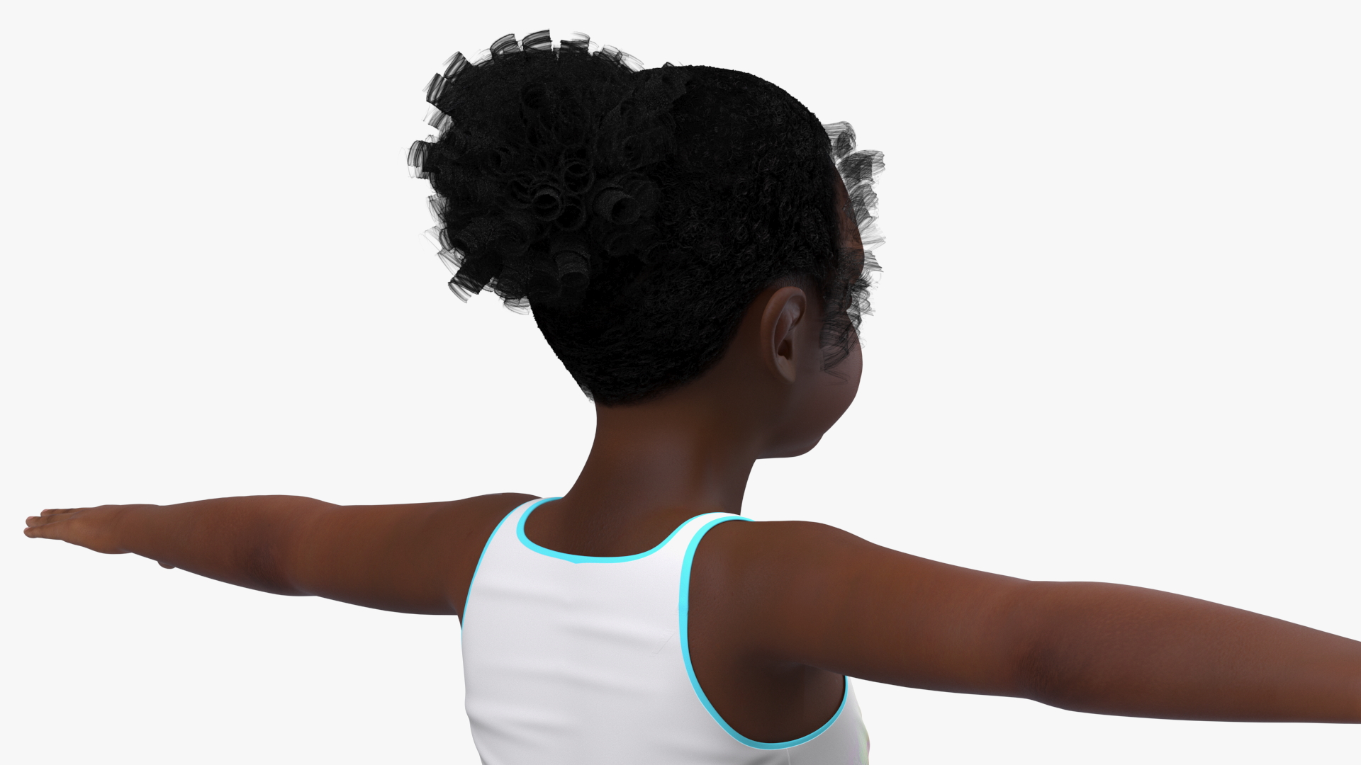 3D Black Child Girl With Hoop T-pose model