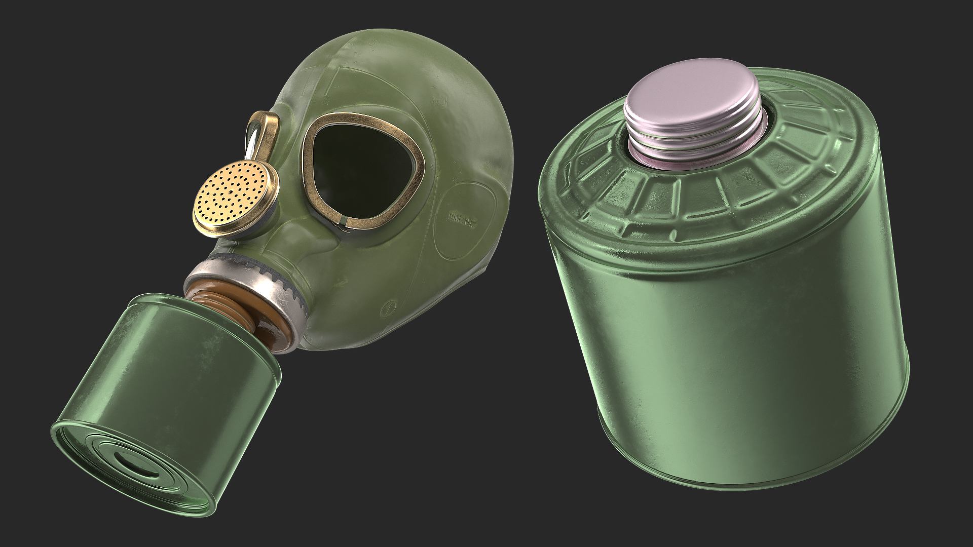 3D Single Filter Gas Mask Green model