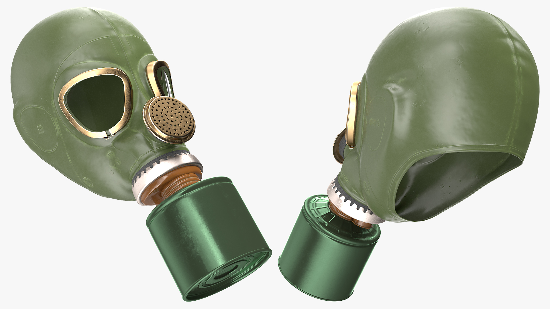 3D Single Filter Gas Mask Green model