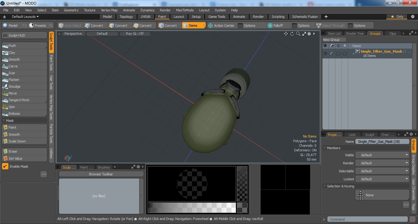 3D Single Filter Gas Mask Green model