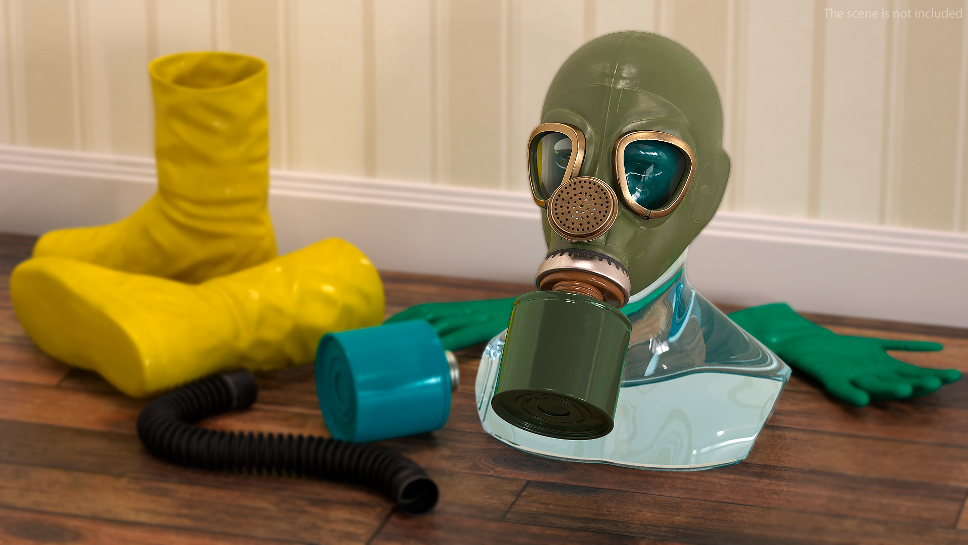 3D Single Filter Gas Mask Green model
