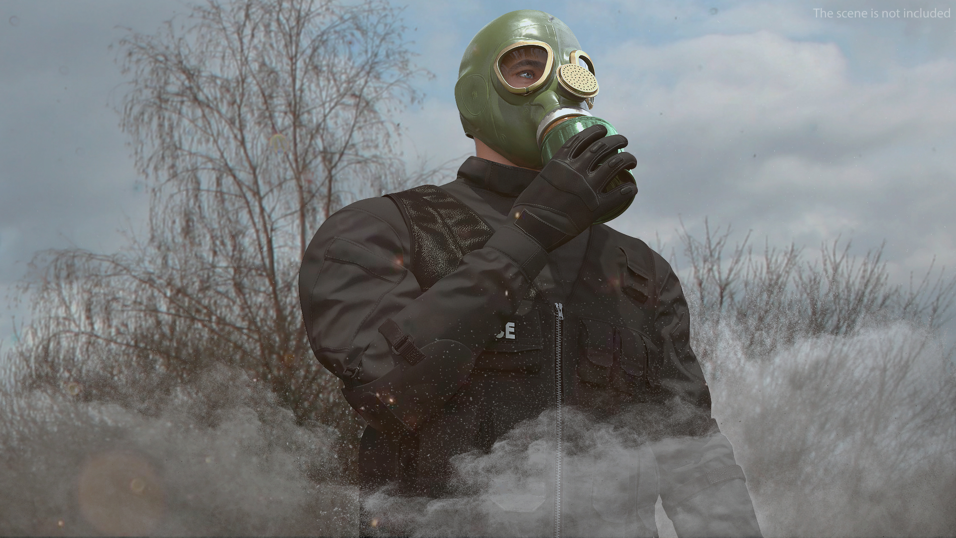 3D Single Filter Gas Mask Green model
