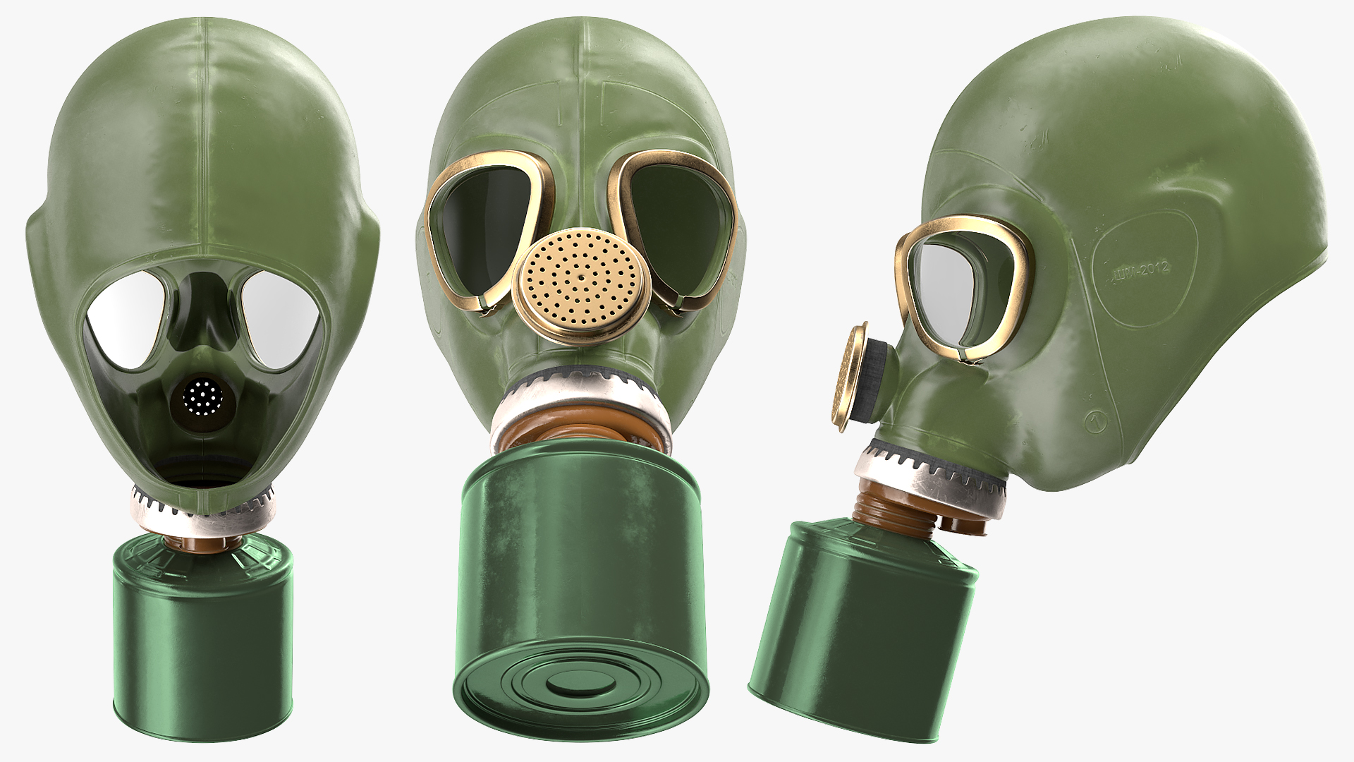 3D Single Filter Gas Mask Green model
