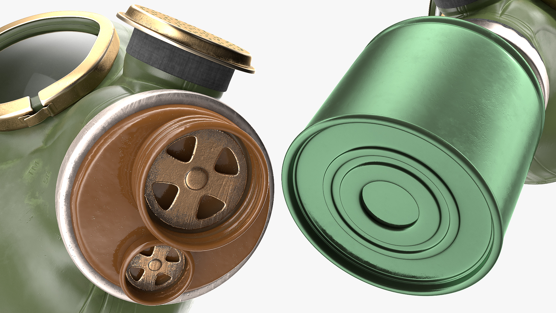 3D Single Filter Gas Mask Green model