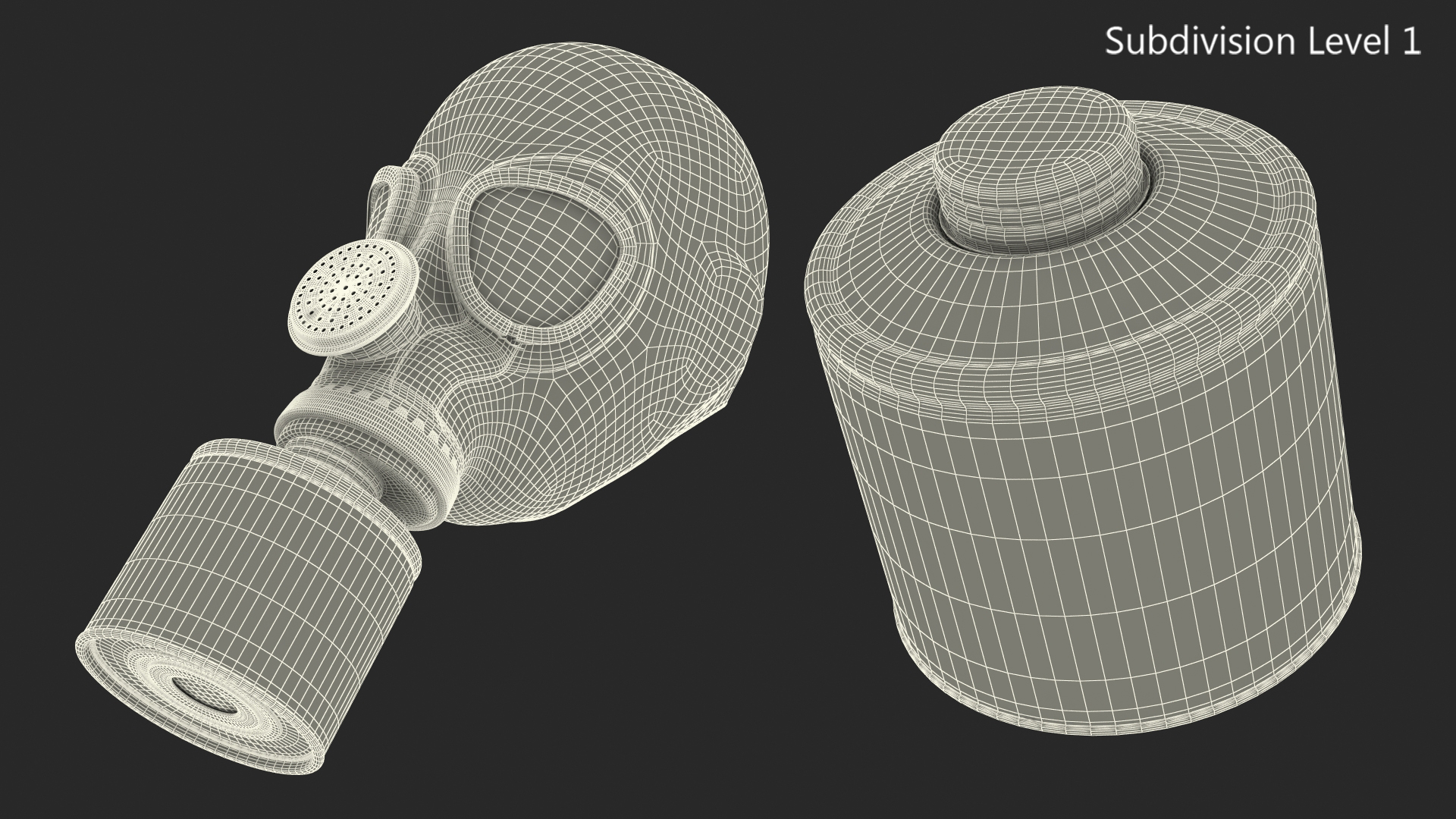 3D Single Filter Gas Mask Green model