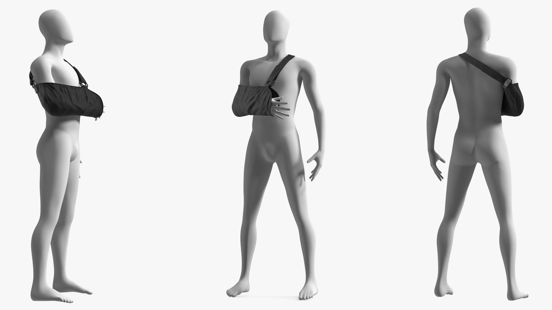 Arm Sling Bandage Right Hand Black 3D model