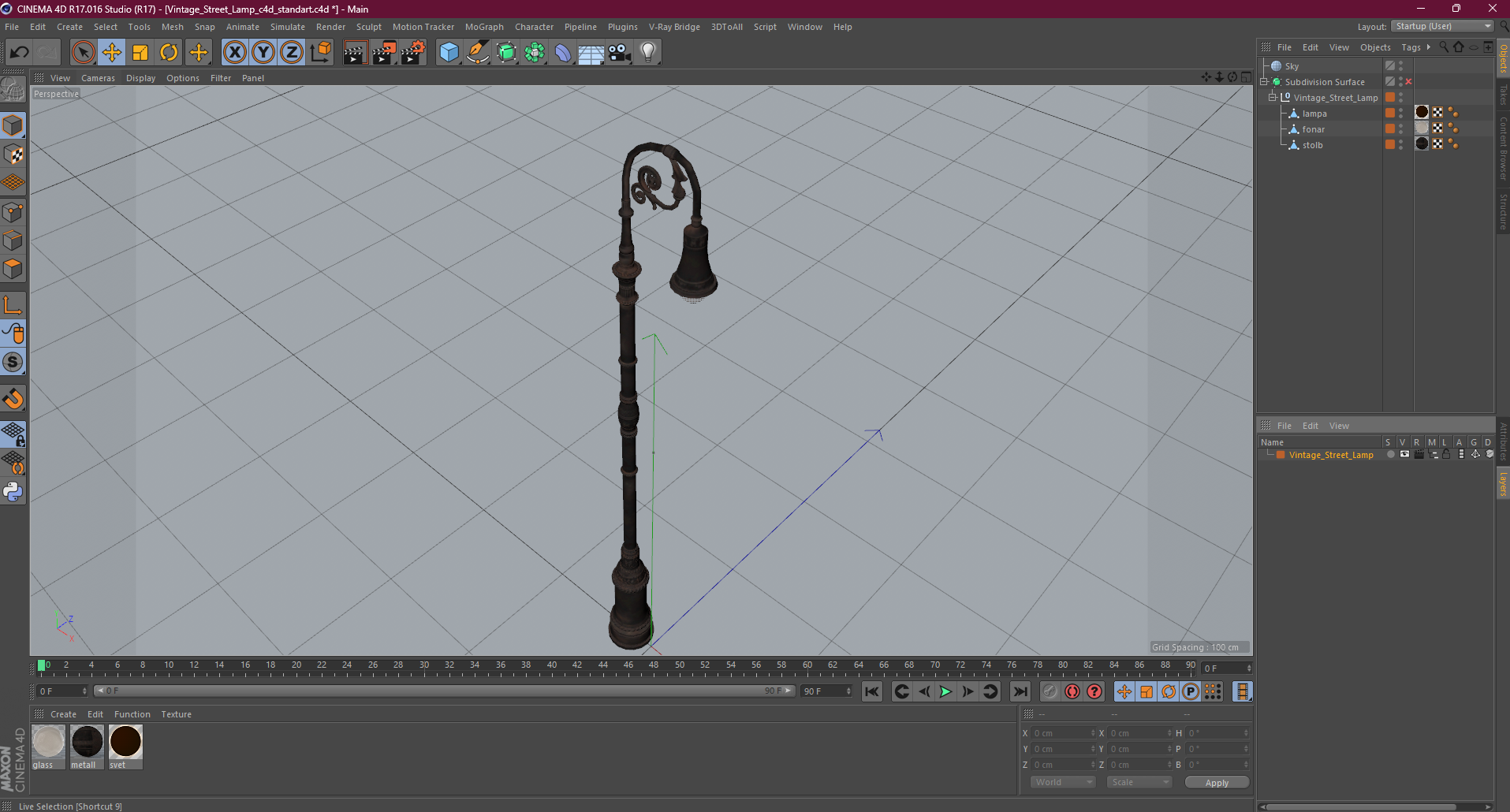 Vintage Street Lamp 3D model