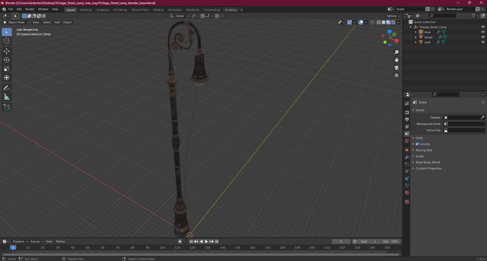 Vintage Street Lamp 3D model