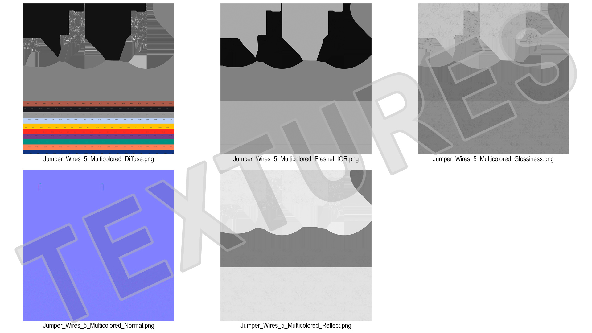Jumper Wires Bented Multicolored 3D