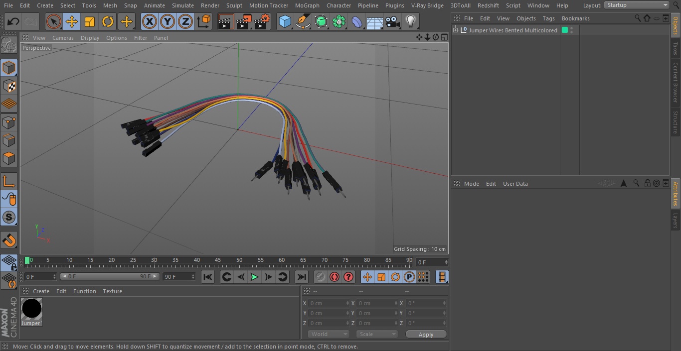 Jumper Wires Bented Multicolored 3D