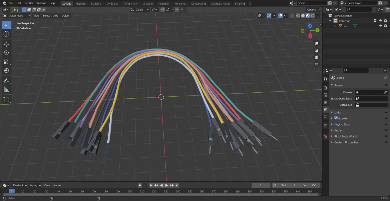 Jumper Wires Bented Multicolored 3D