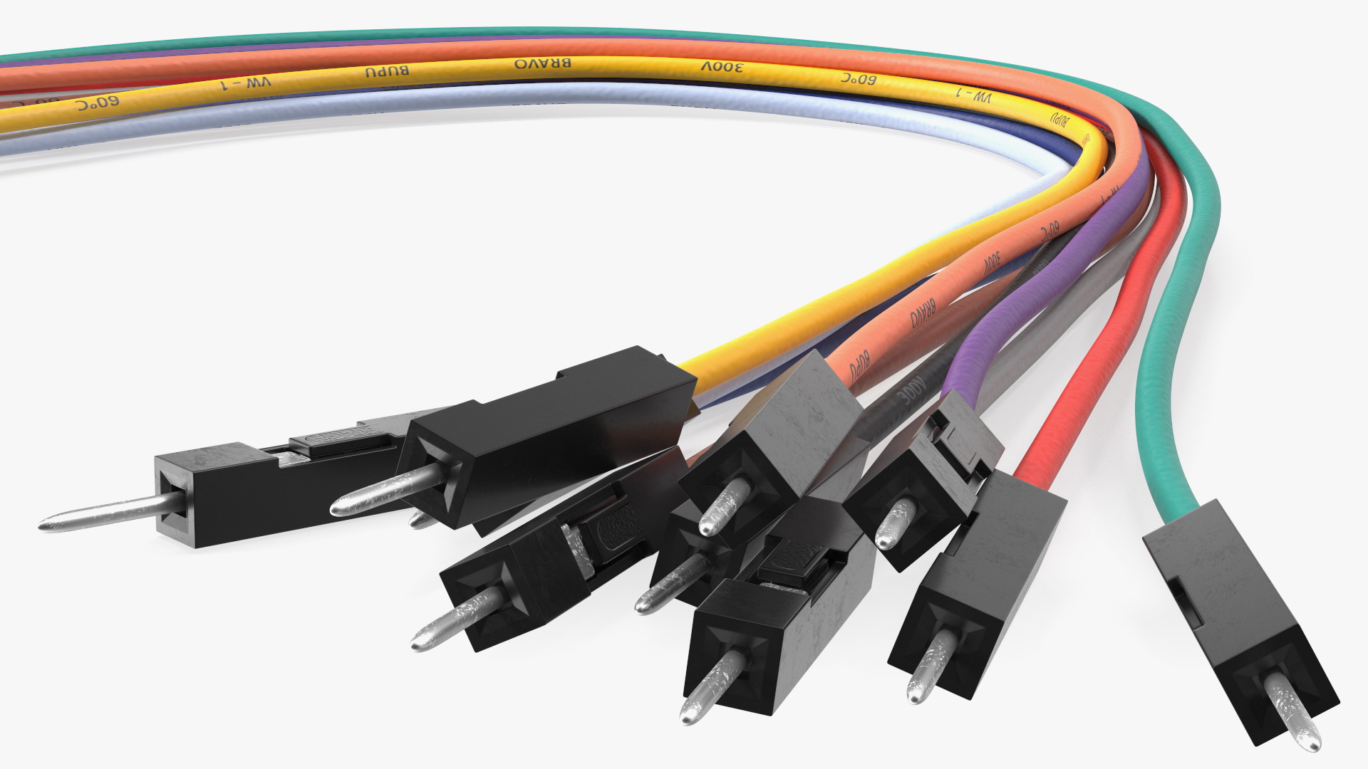 Jumper Wires Bented Multicolored 3D