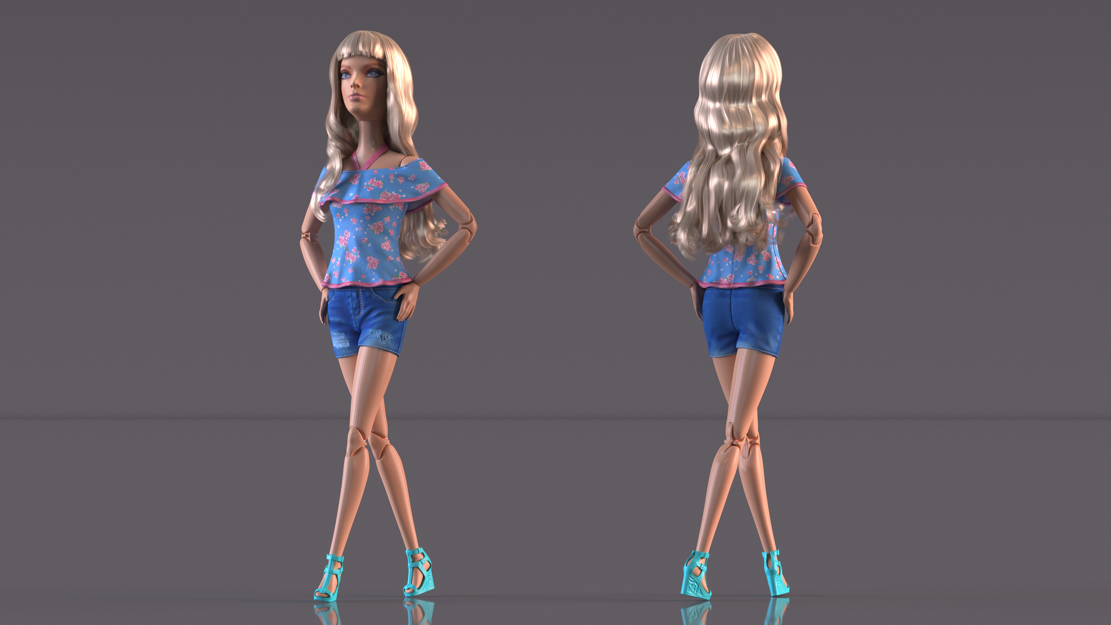 3D Barbie Doll in Shorts
