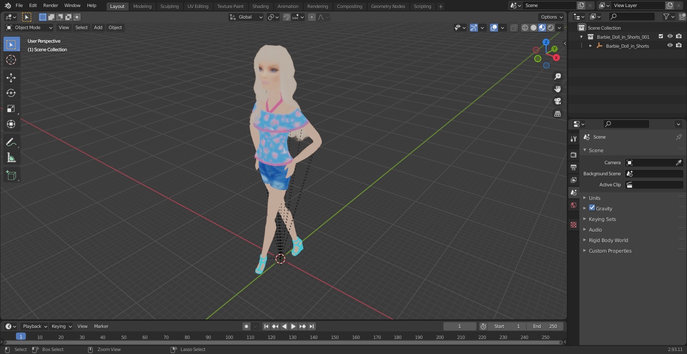 3D Barbie Doll in Shorts