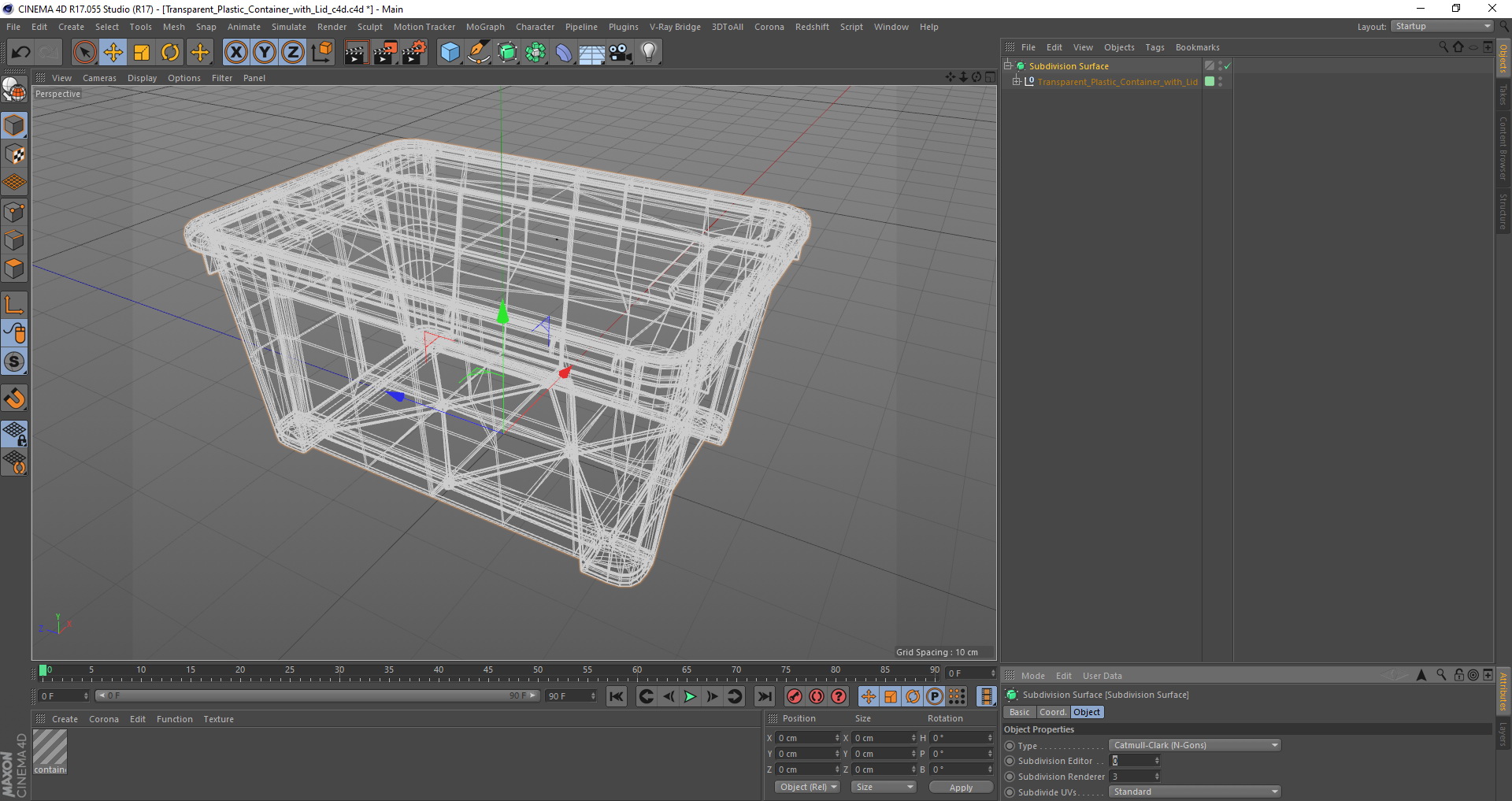 3D Transparent Plastic Container with Lid model