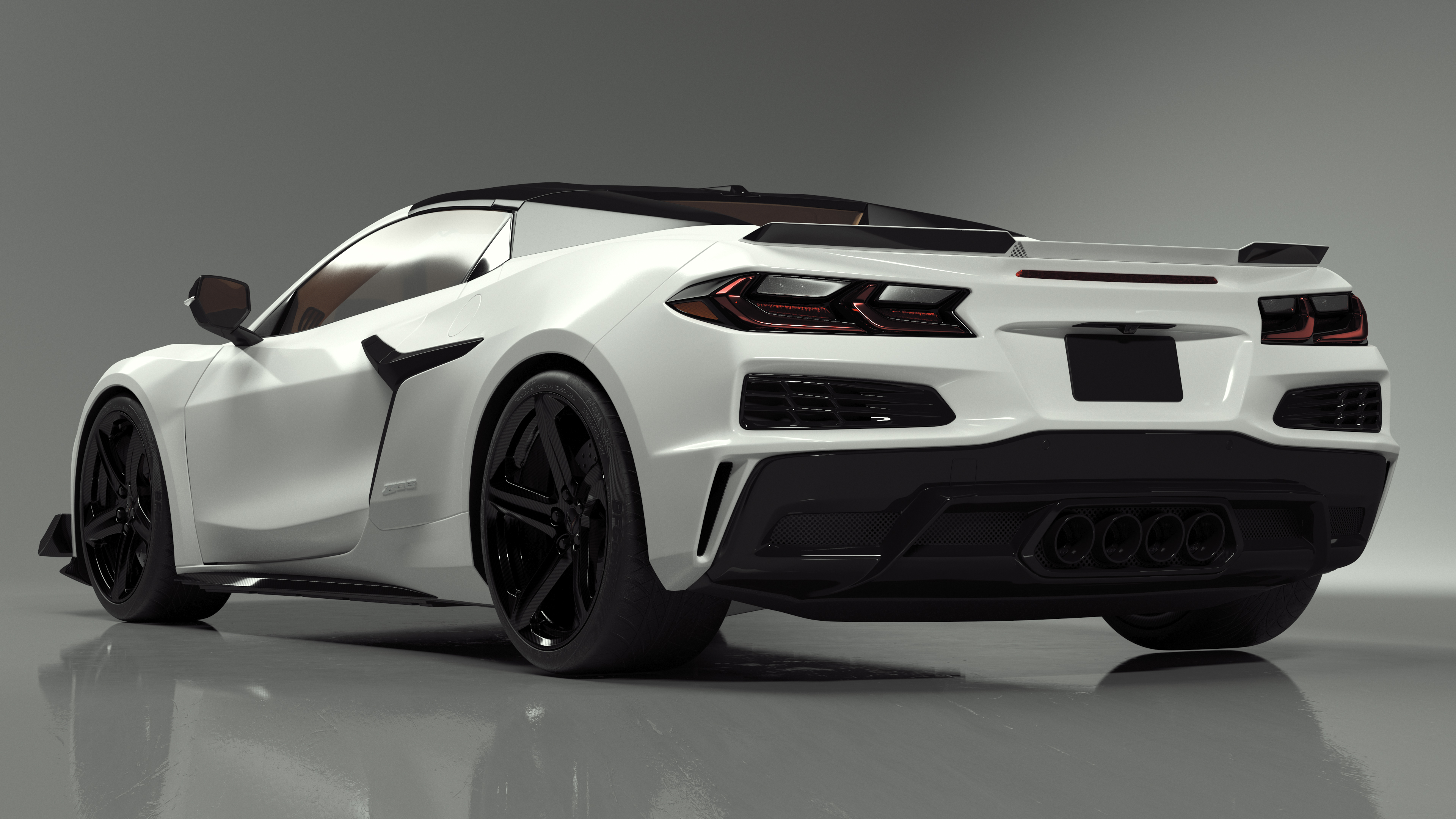White Chevy Corvette Z06 2023 Cabriolet 3D model
