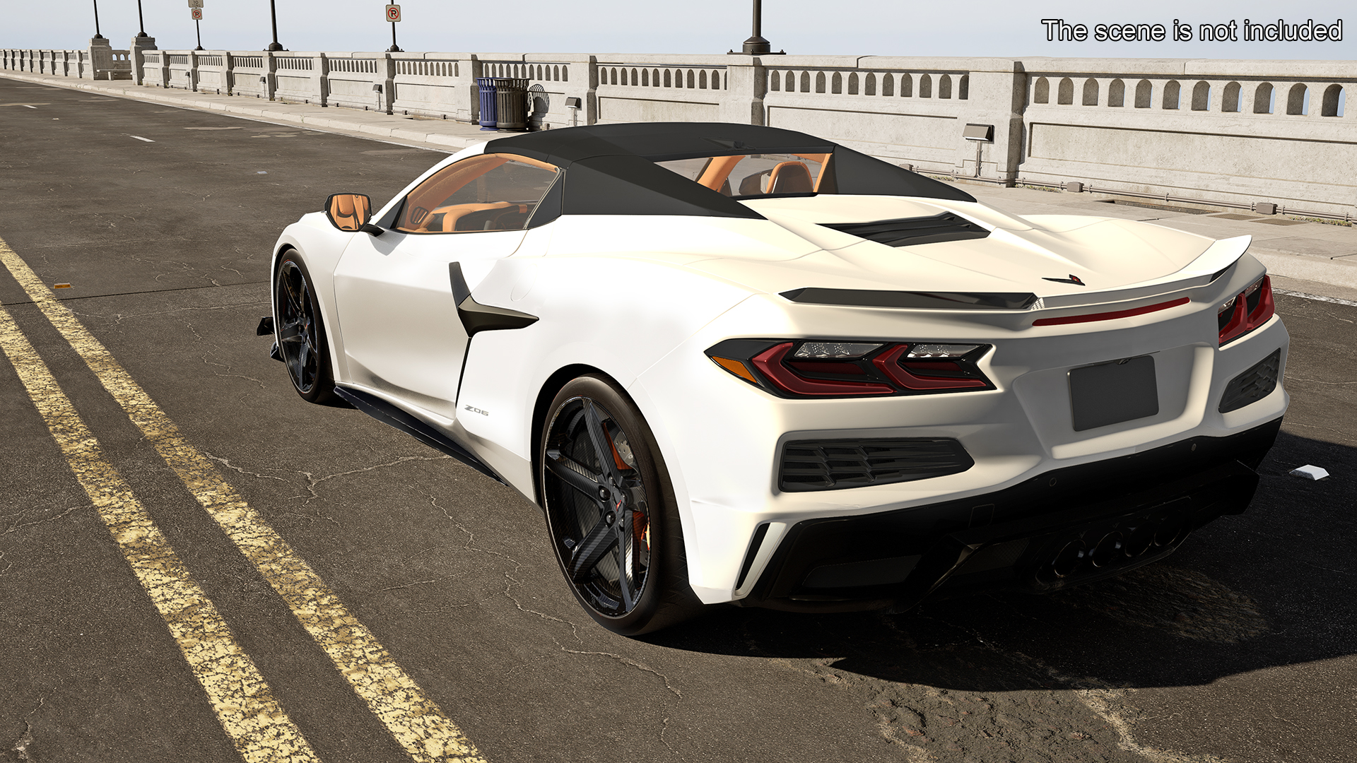 White Chevy Corvette Z06 2023 Cabriolet 3D model