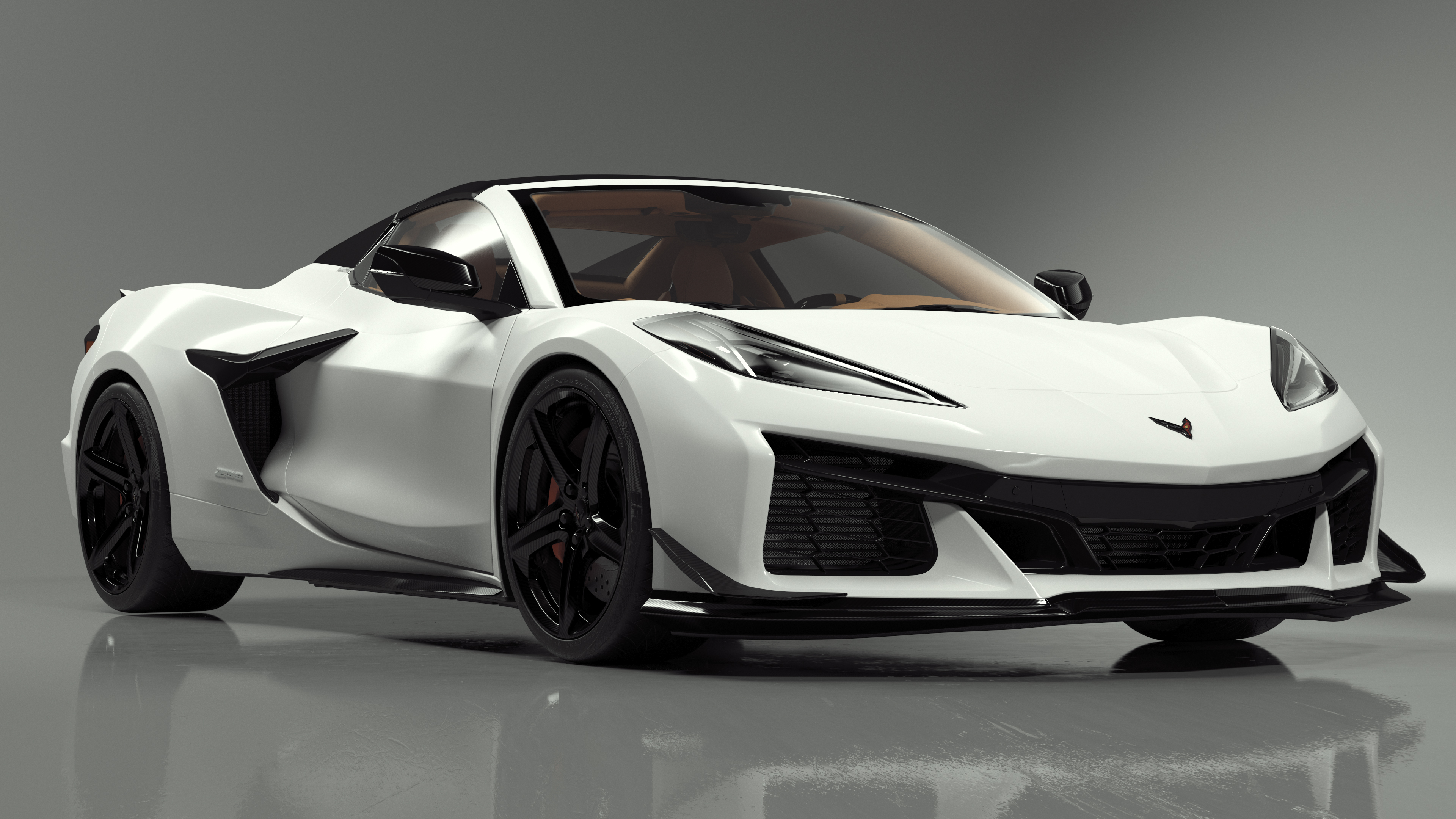 White Chevy Corvette Z06 2023 Cabriolet 3D model