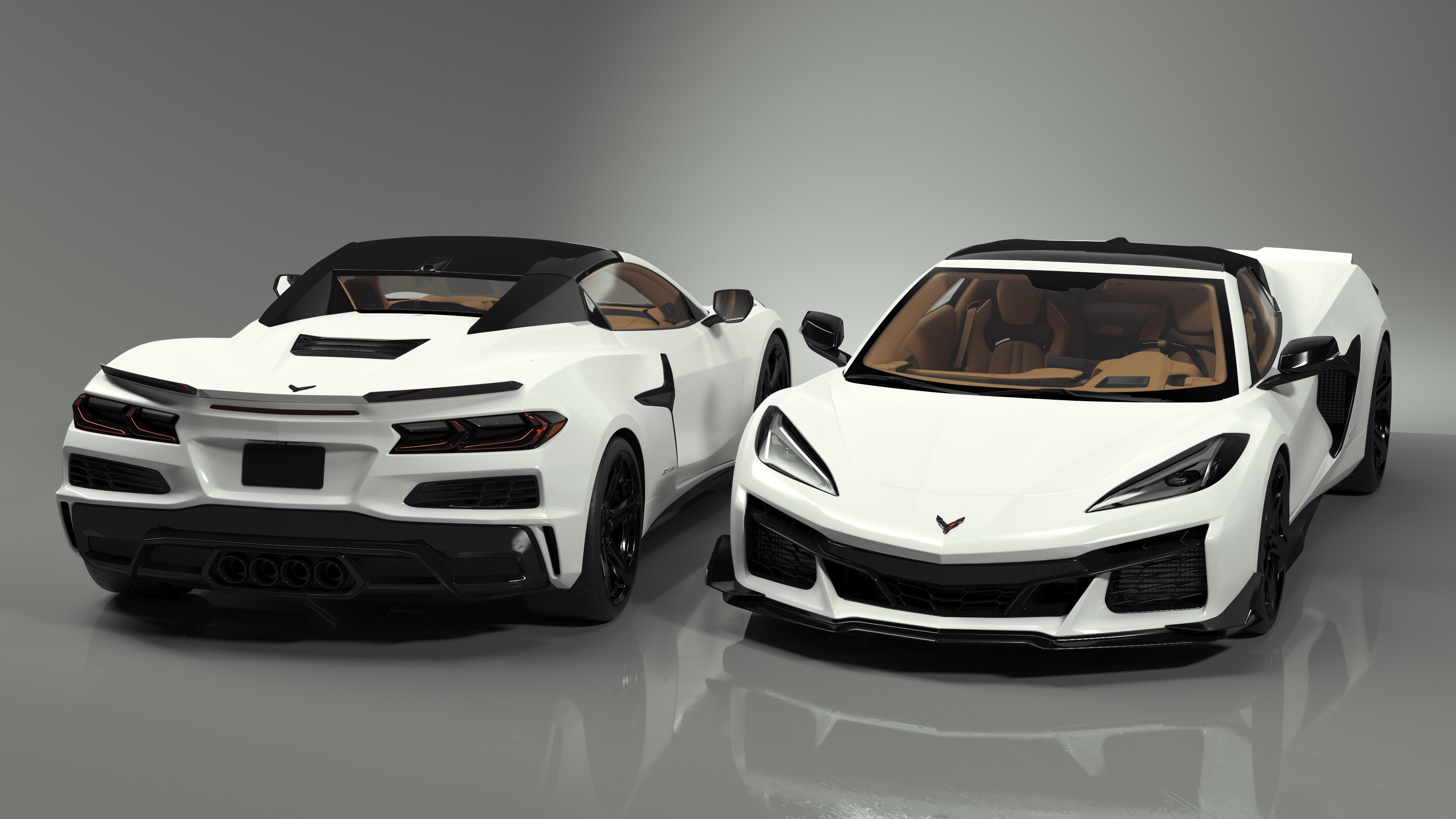 White Chevy Corvette Z06 2023 Cabriolet 3D model