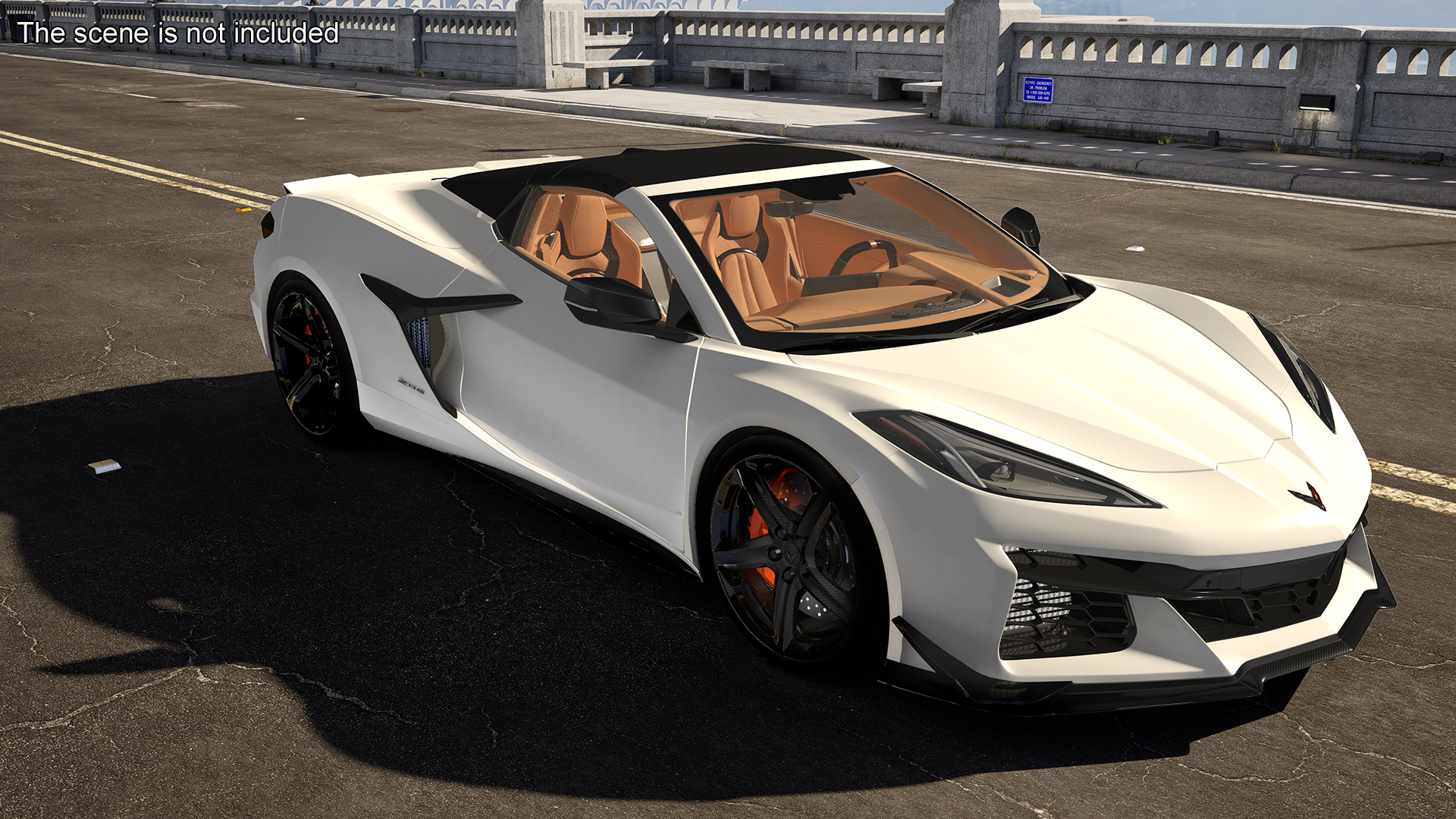 White Chevy Corvette Z06 2023 Cabriolet 3D model