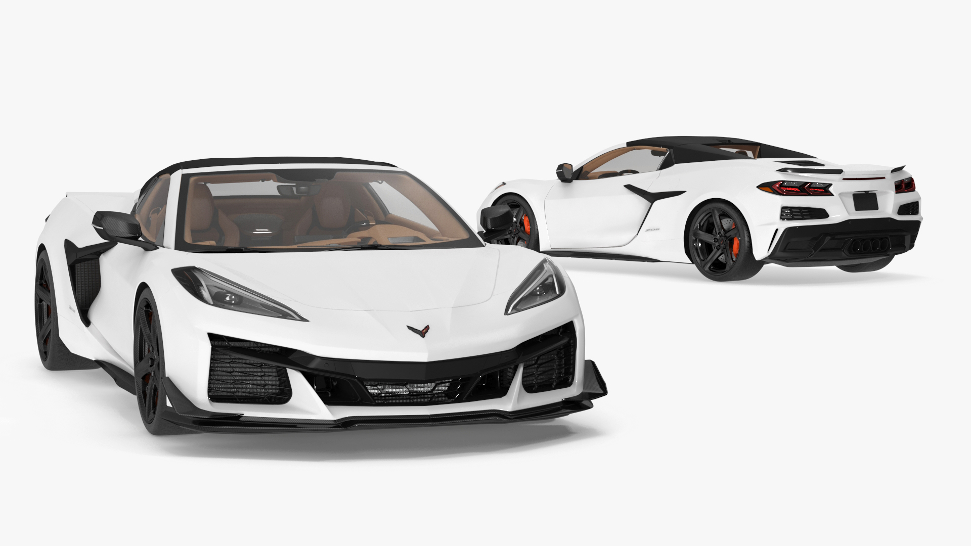 White Chevy Corvette Z06 2023 Cabriolet 3D model