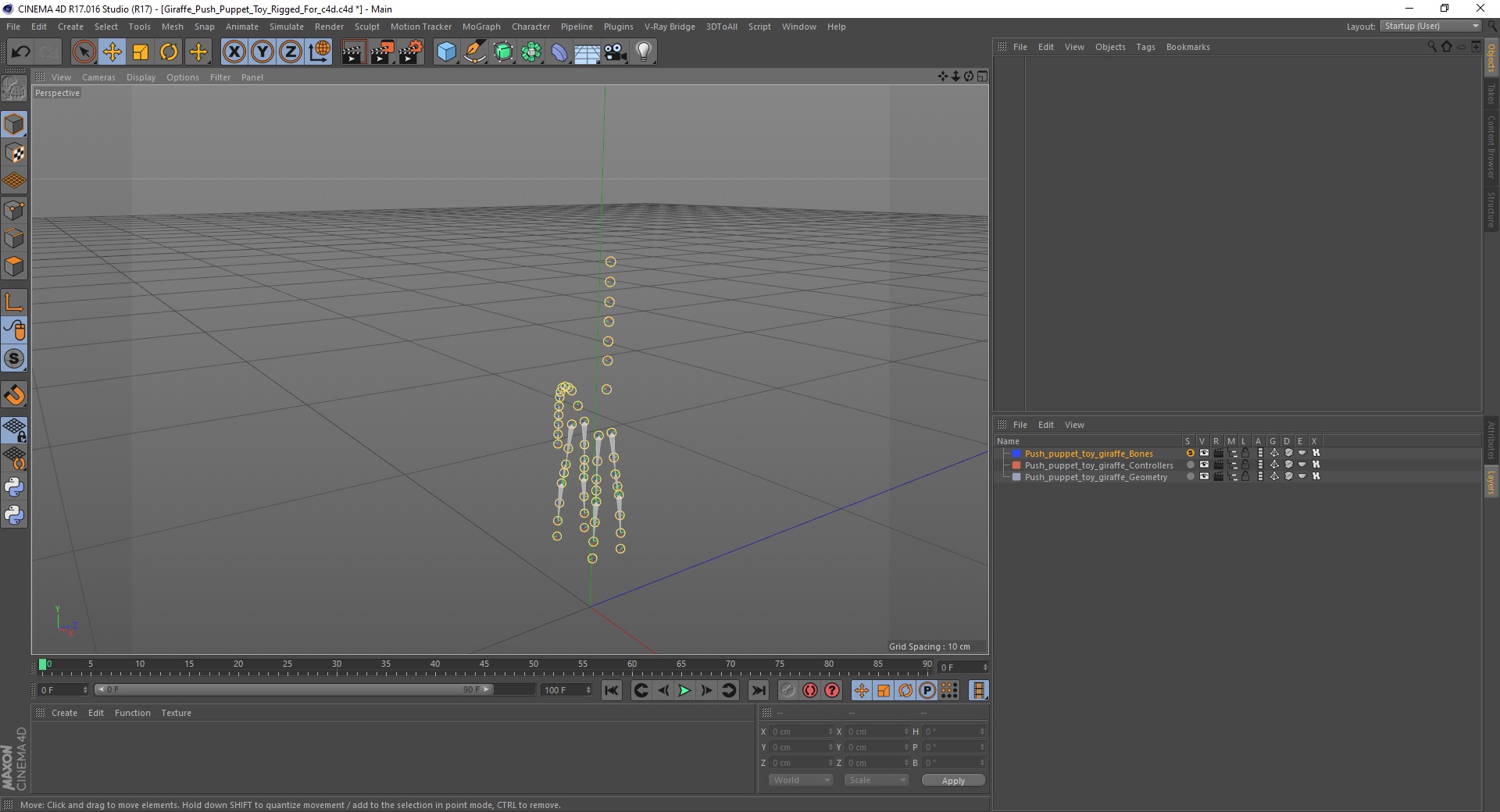 Giraffe Push Puppet Toy Rigged for Cinema 4D 3D model