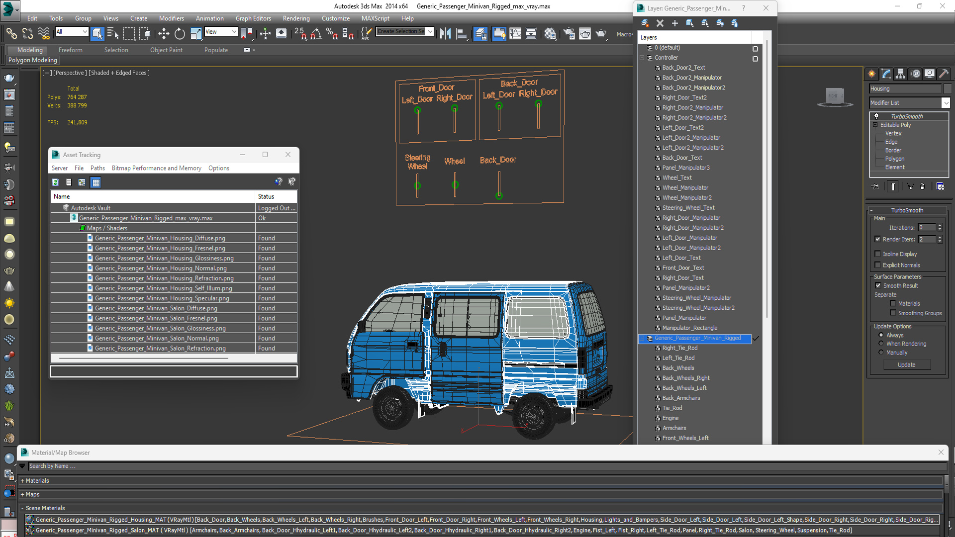 Generic Passenger Minivan Rigged 3D