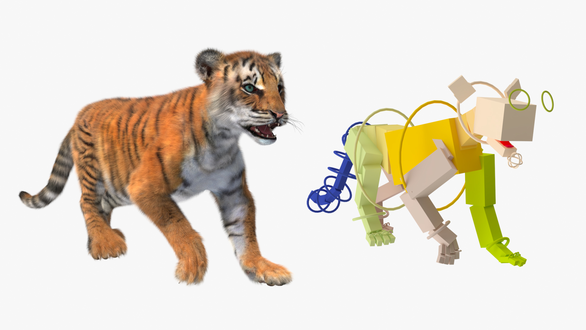 3D model Tiger Cub Fur Rigged