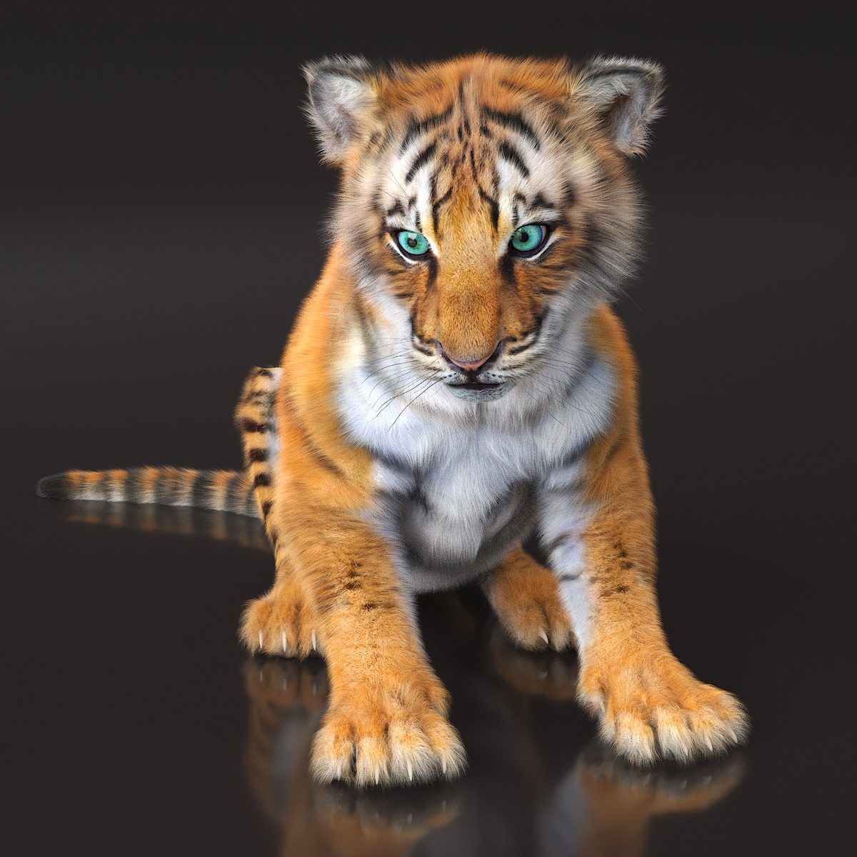3D model Tiger Cub Fur Rigged