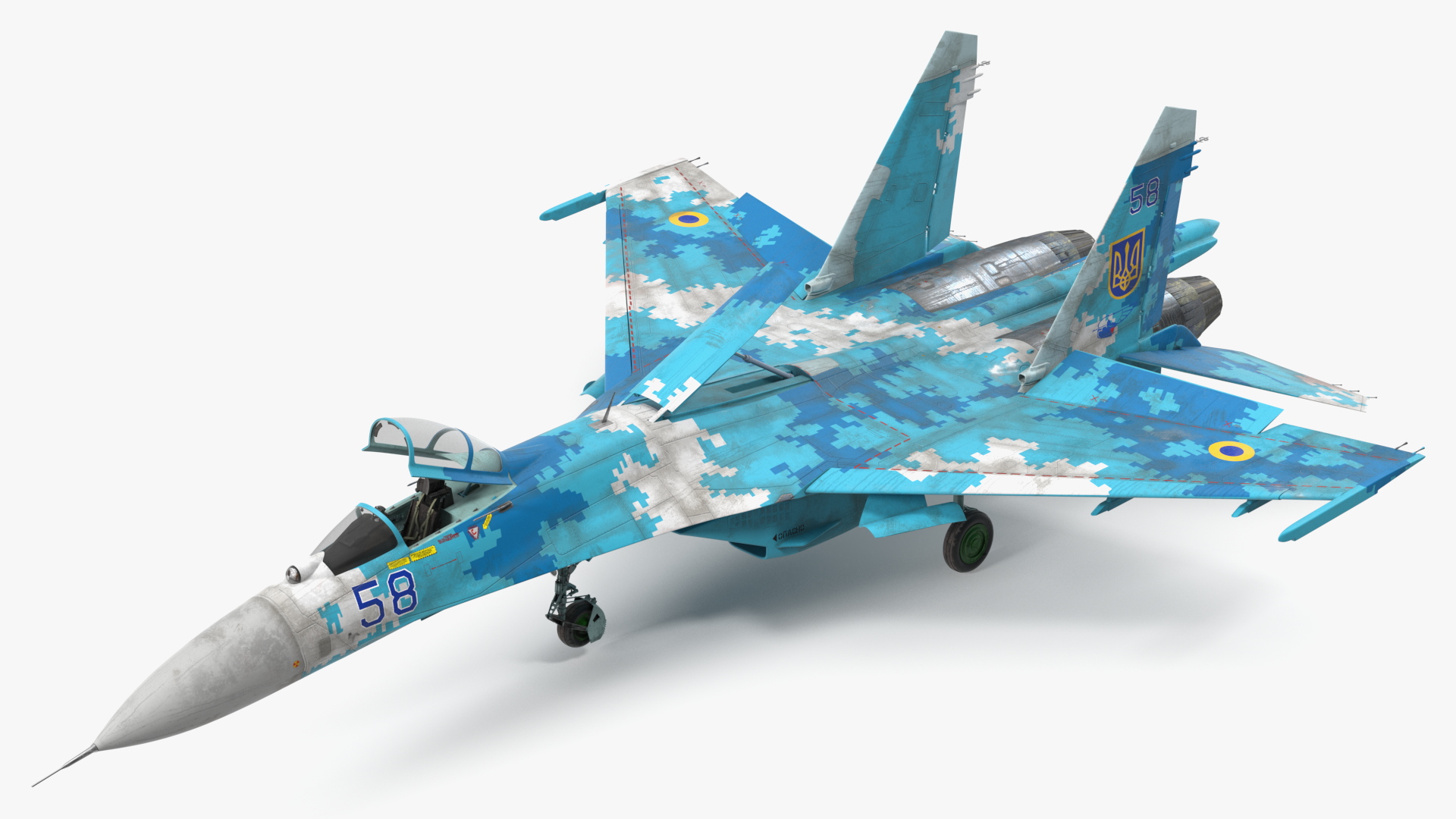 Su-27 Sukhoi Ukrainian Air Force Jet Old Rigged 3D