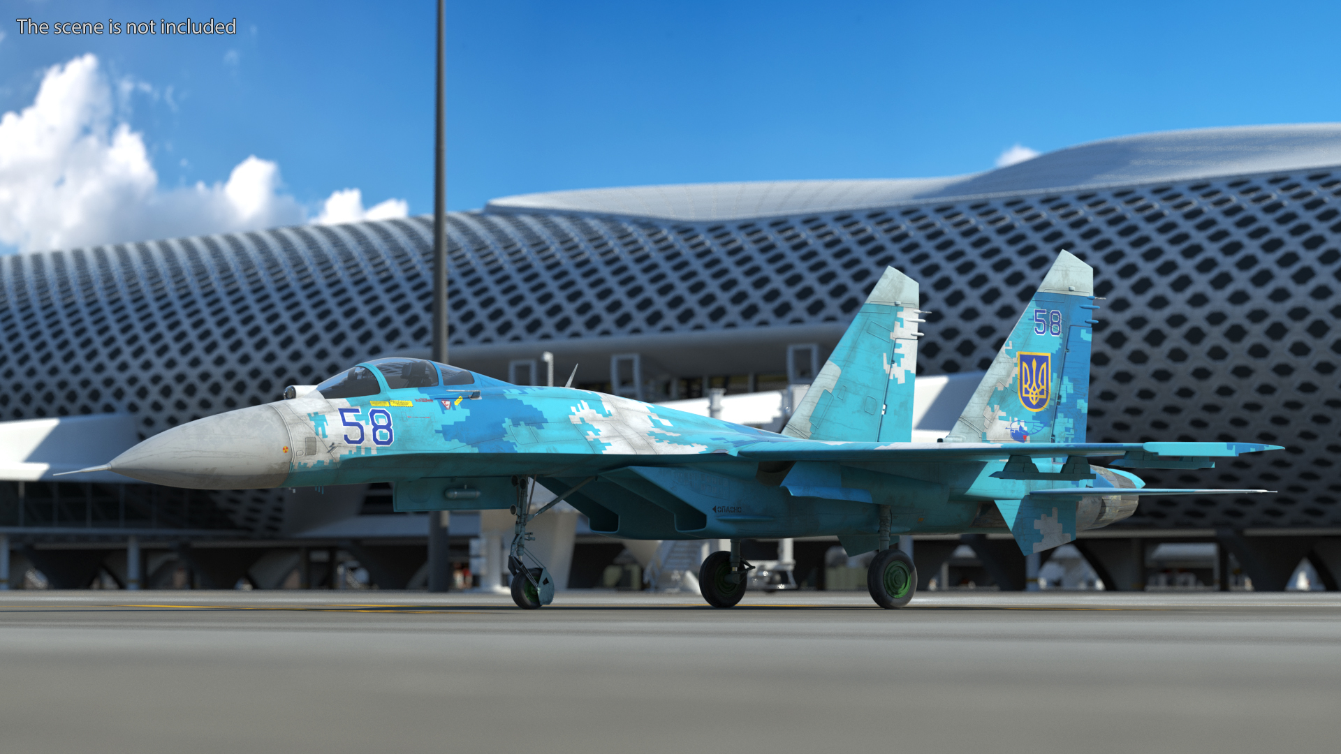 Su-27 Sukhoi Ukrainian Air Force Jet Old Rigged 3D