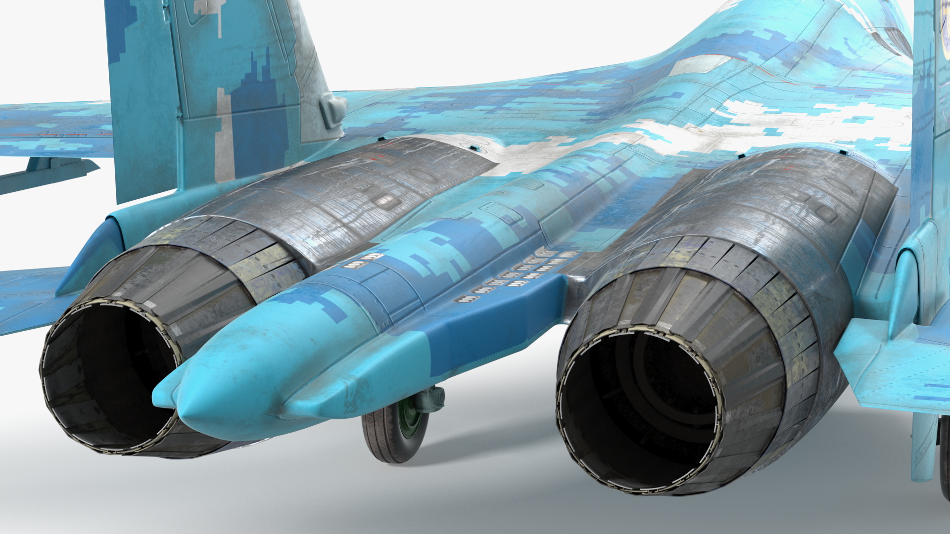 Su-27 Sukhoi Ukrainian Air Force Jet Old Rigged 3D