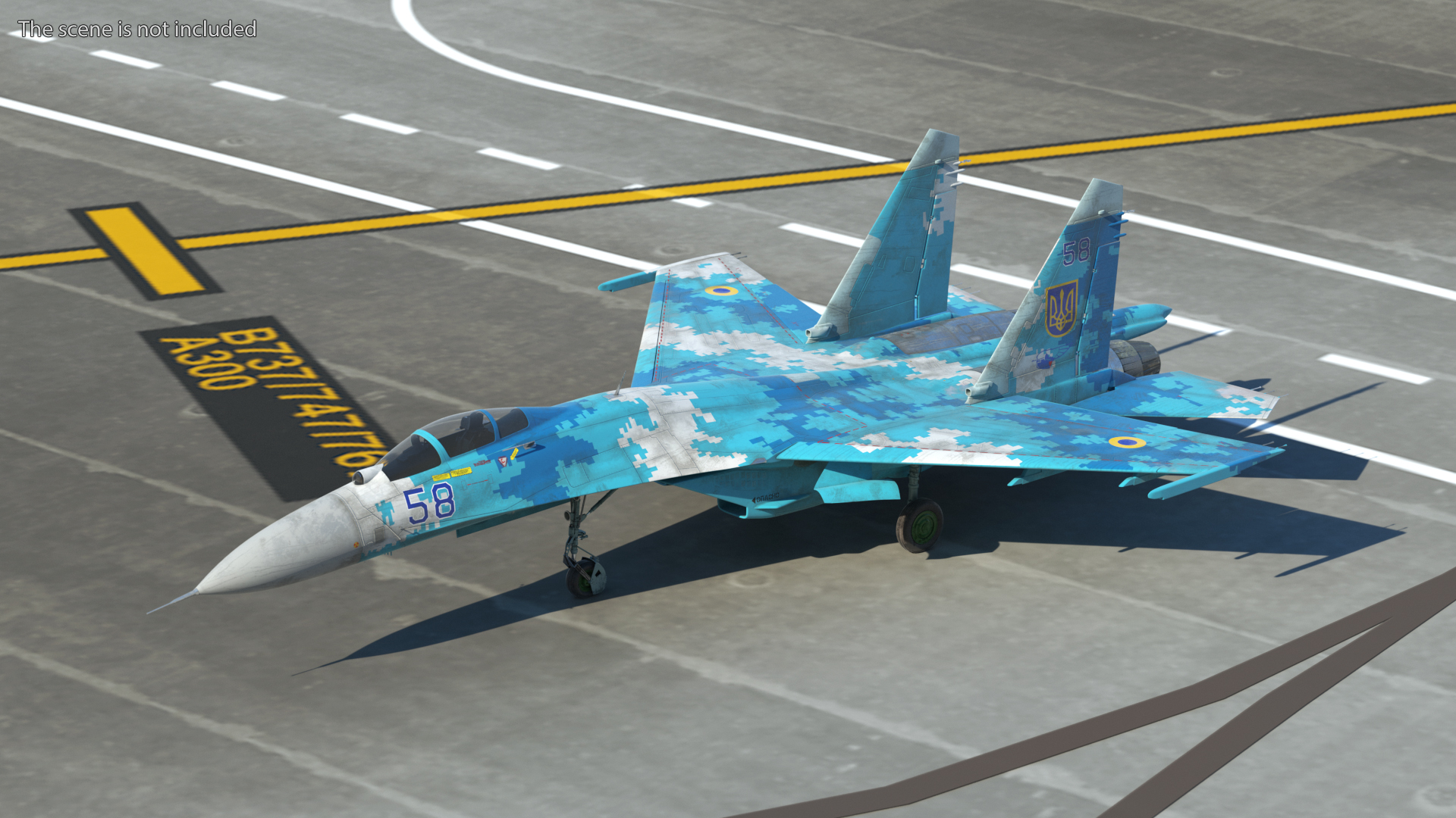 Su-27 Sukhoi Ukrainian Air Force Jet Old Rigged 3D