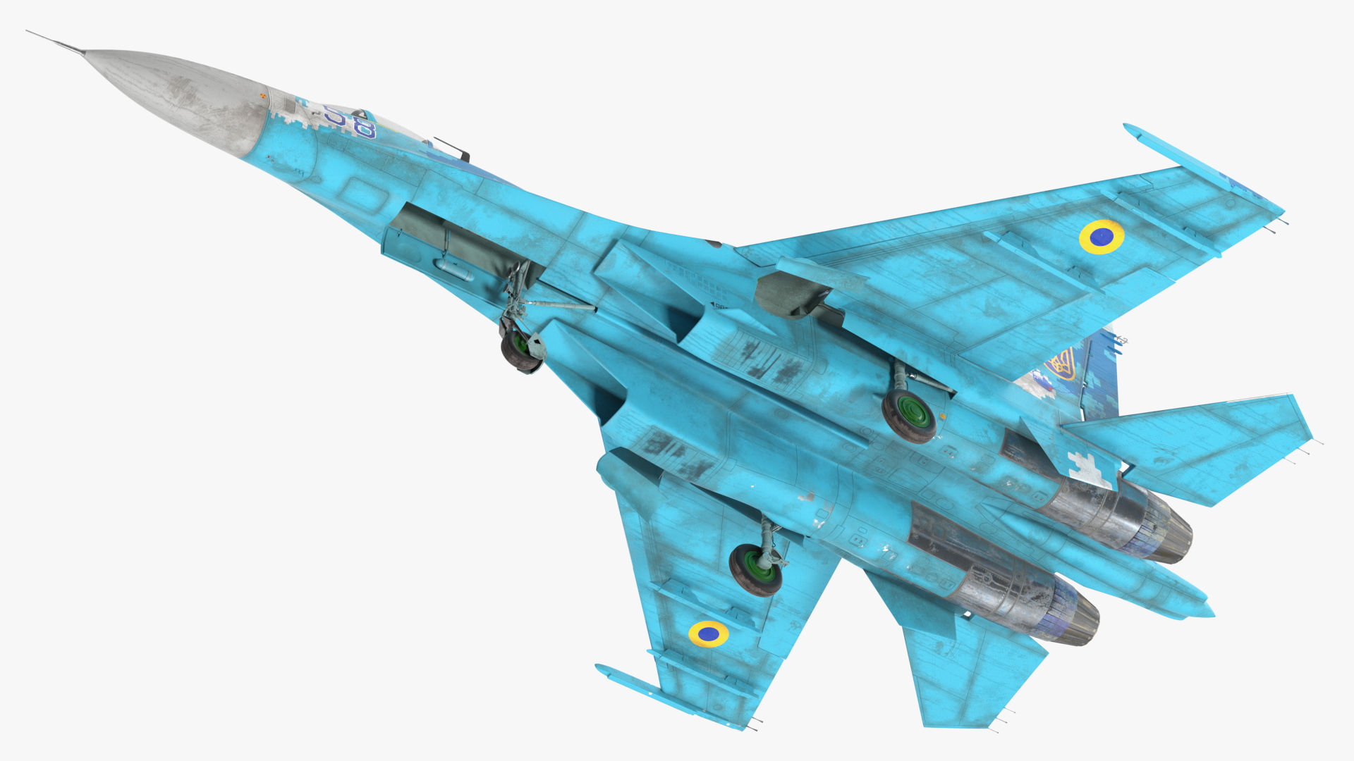 Su-27 Sukhoi Ukrainian Air Force Jet Old Rigged 3D