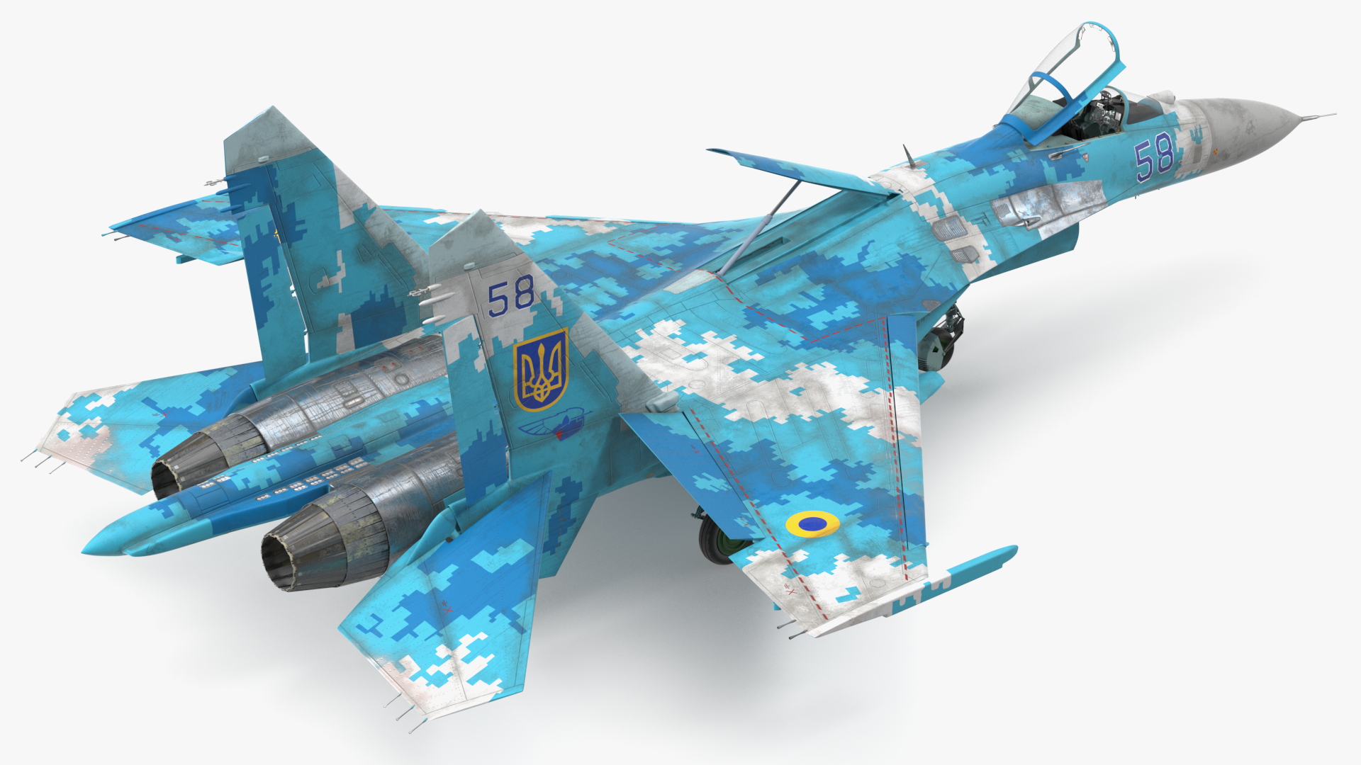 Su-27 Sukhoi Ukrainian Air Force Jet Old Rigged 3D