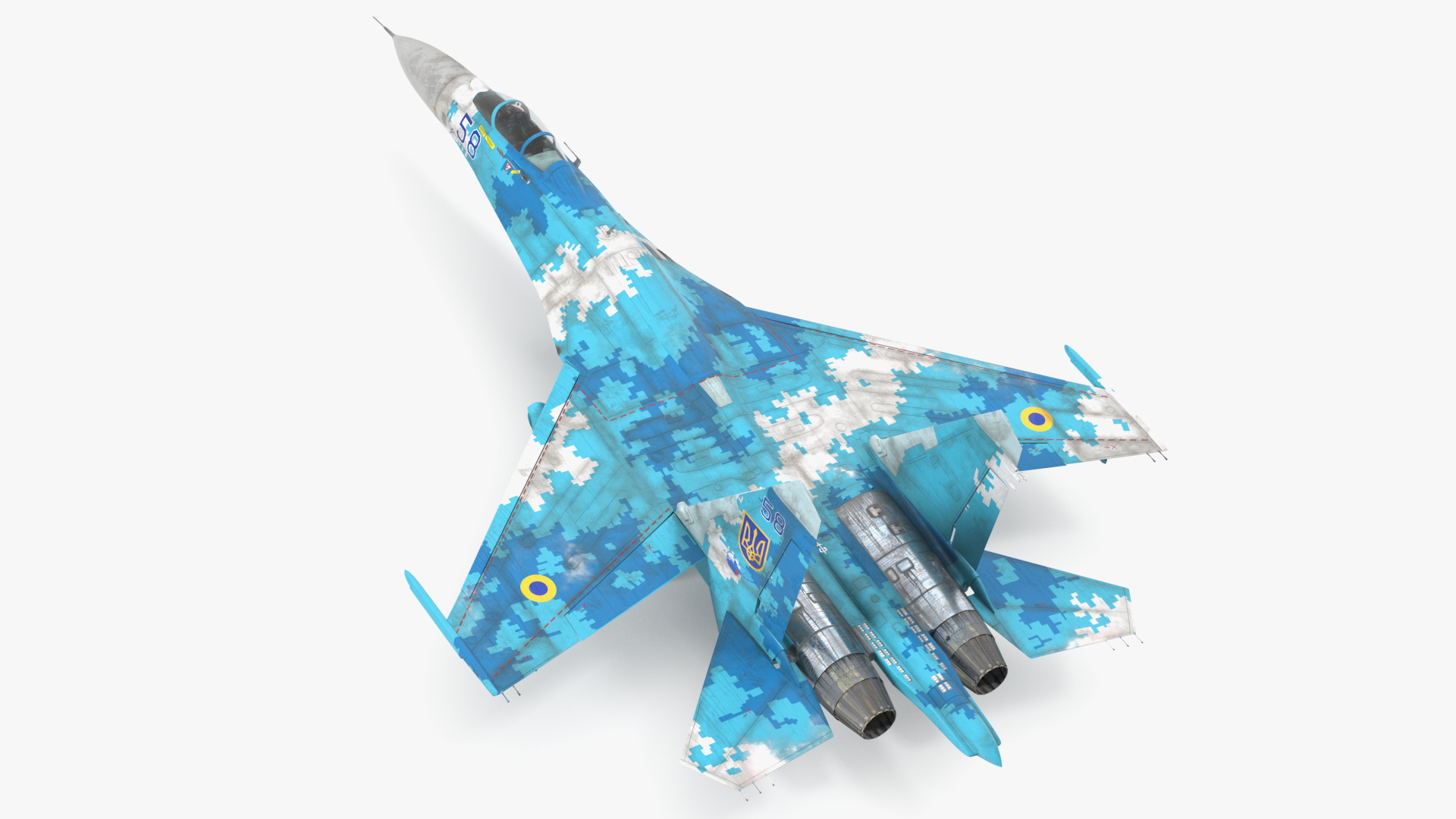 Su-27 Sukhoi Ukrainian Air Force Jet Old Rigged 3D