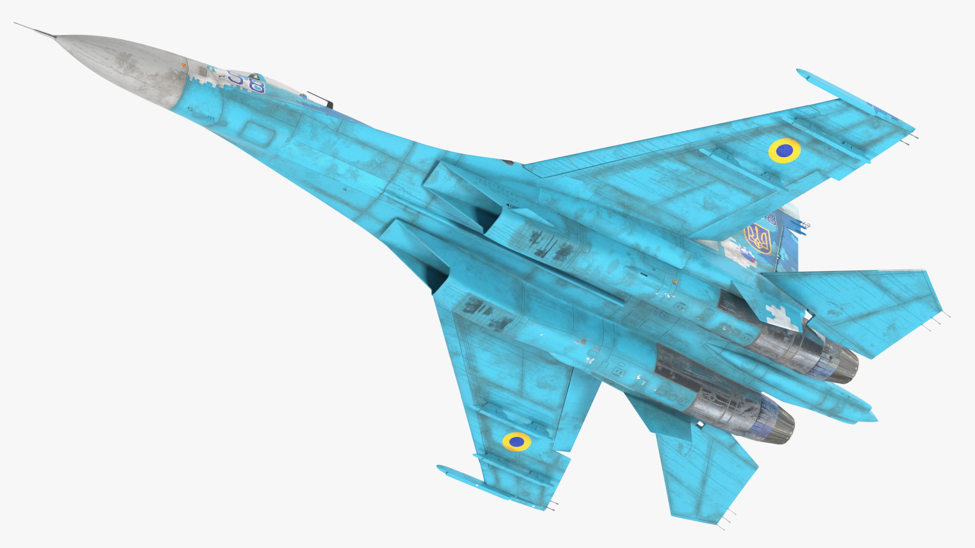 Su-27 Sukhoi Ukrainian Air Force Jet Old Rigged 3D
