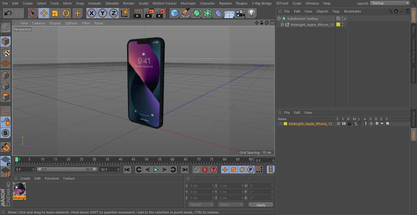 Midnight Apple iPhone 13 3D model