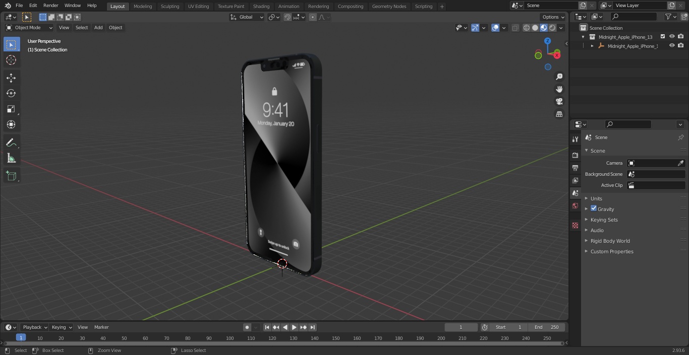 Midnight Apple iPhone 13 3D model