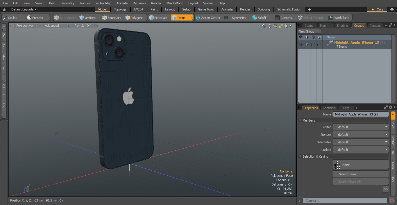 Midnight Apple iPhone 13 3D model