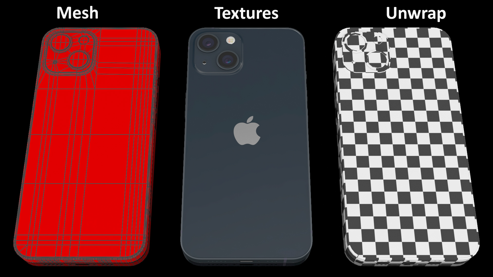 Midnight Apple iPhone 13 3D model