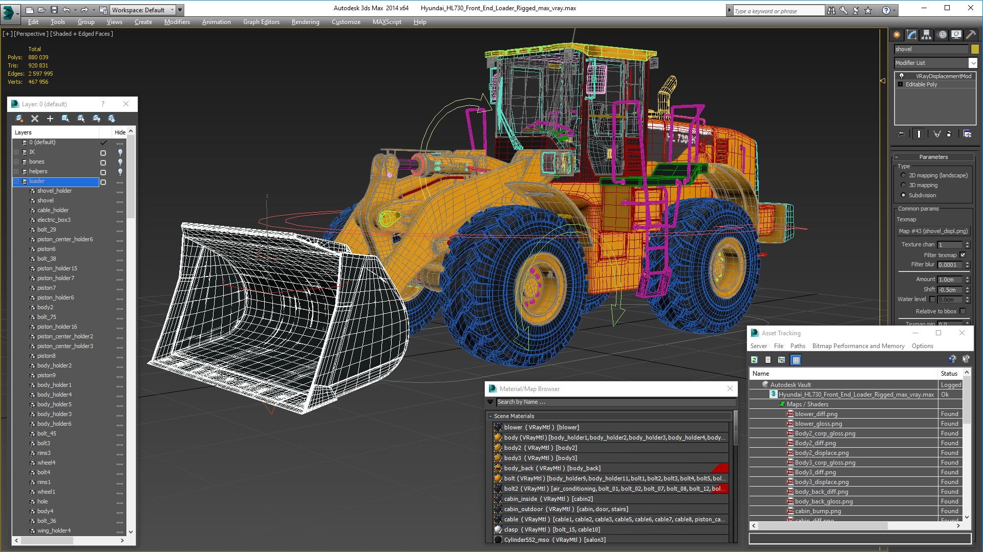 Hyundai HL730 Front End Loader Rigged 3D