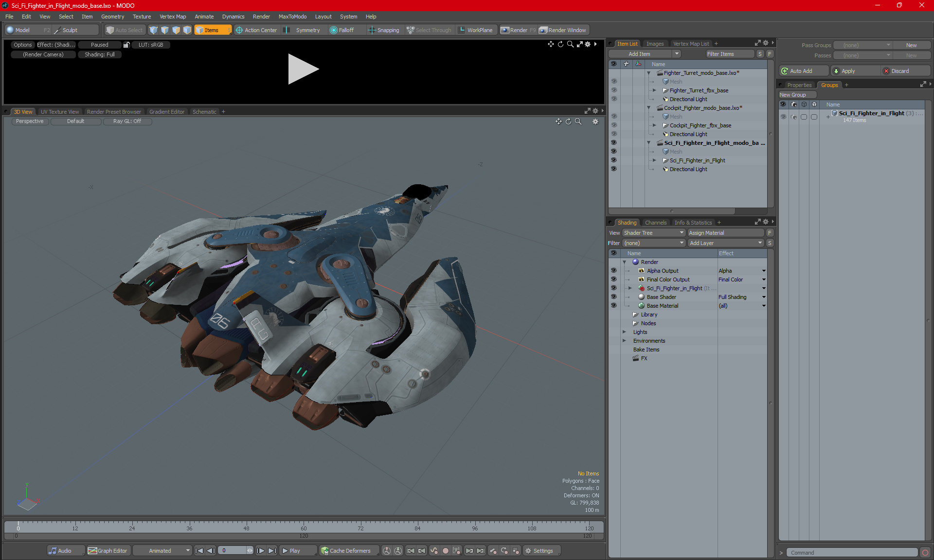 Sci Fi Fighter in Flight 3D model