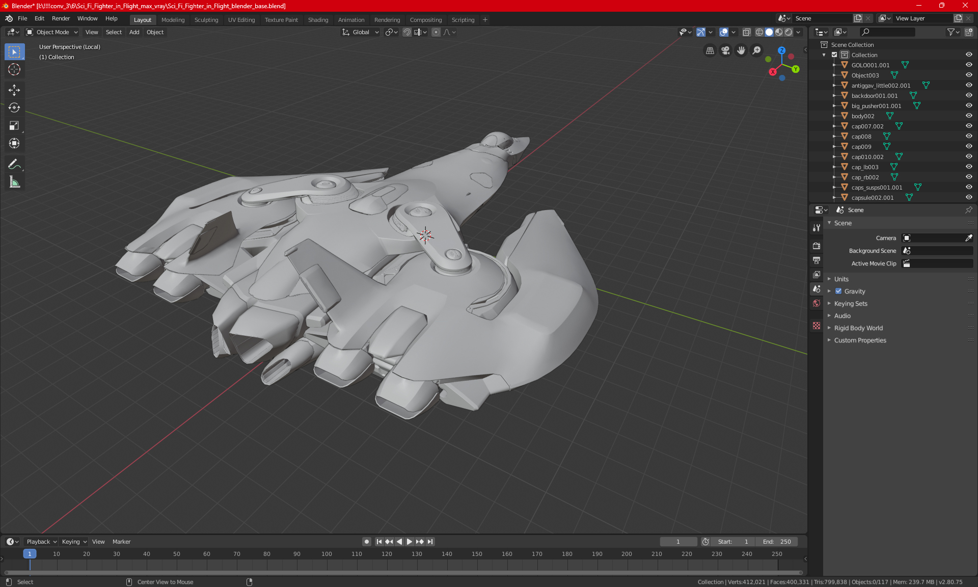 Sci Fi Fighter in Flight 3D model