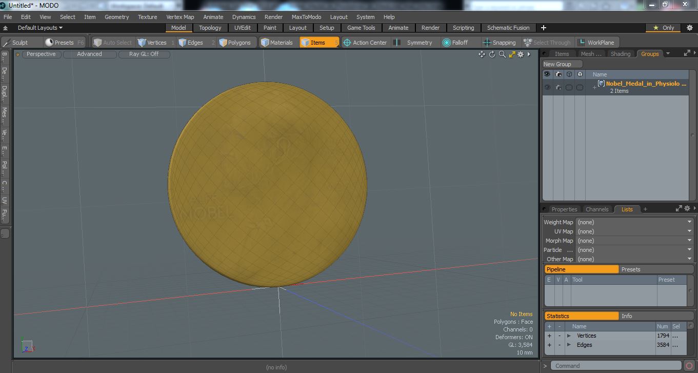Nobel Medal in Physiology or Medicine 3D