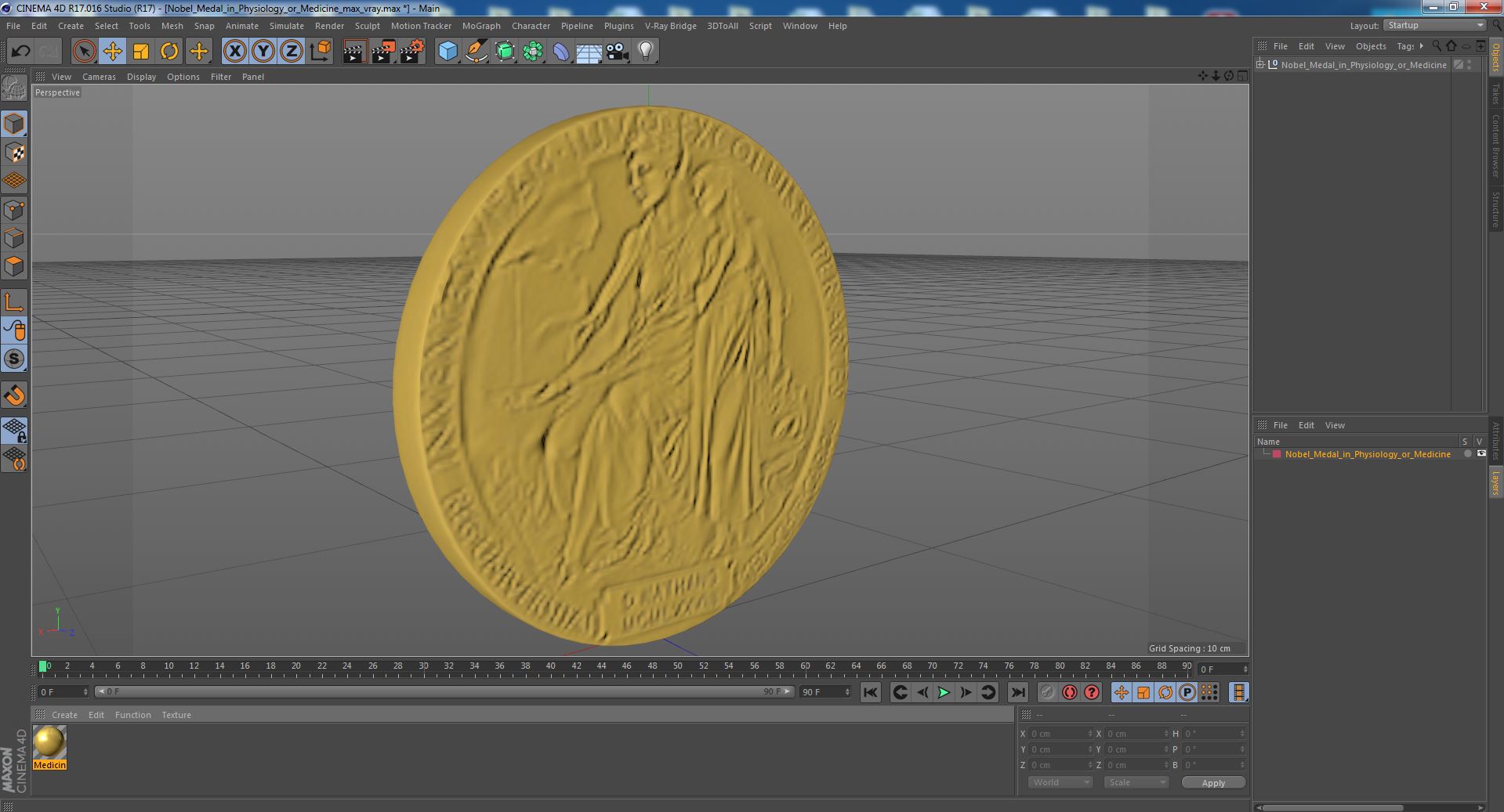 Nobel Medal in Physiology or Medicine 3D
