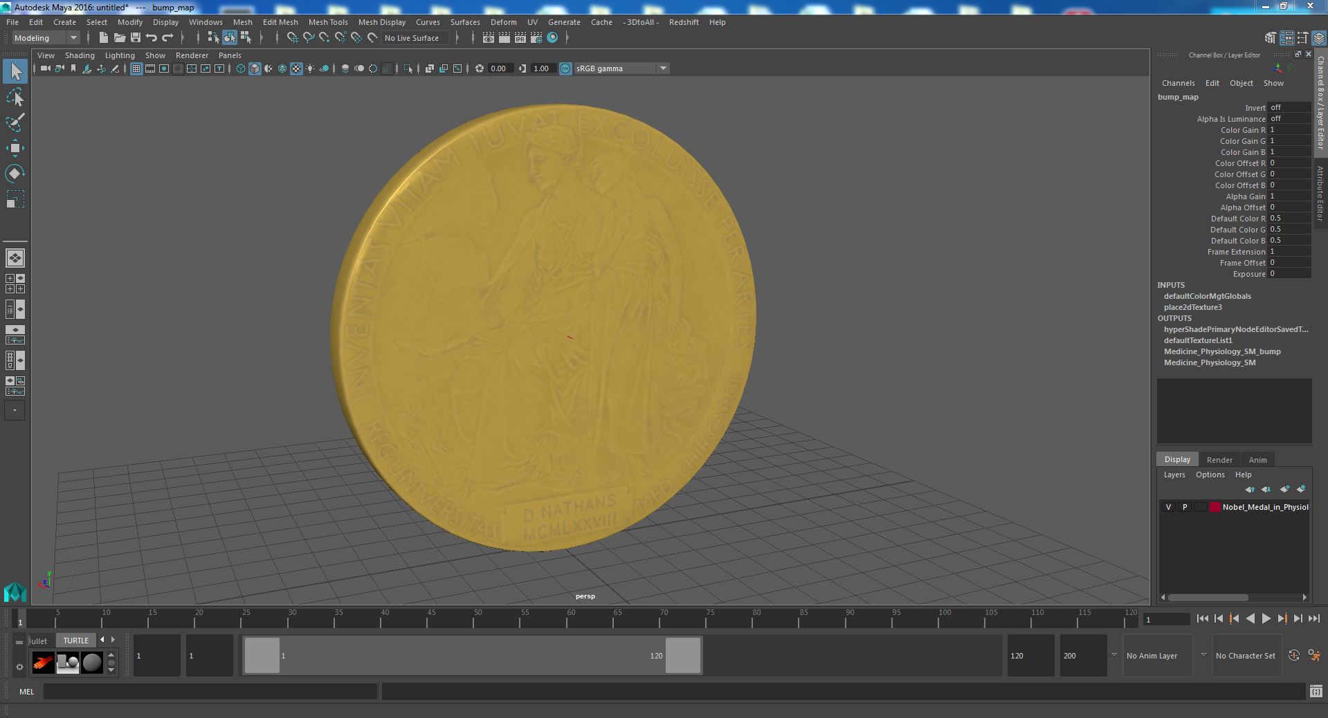 Nobel Medal in Physiology or Medicine 3D