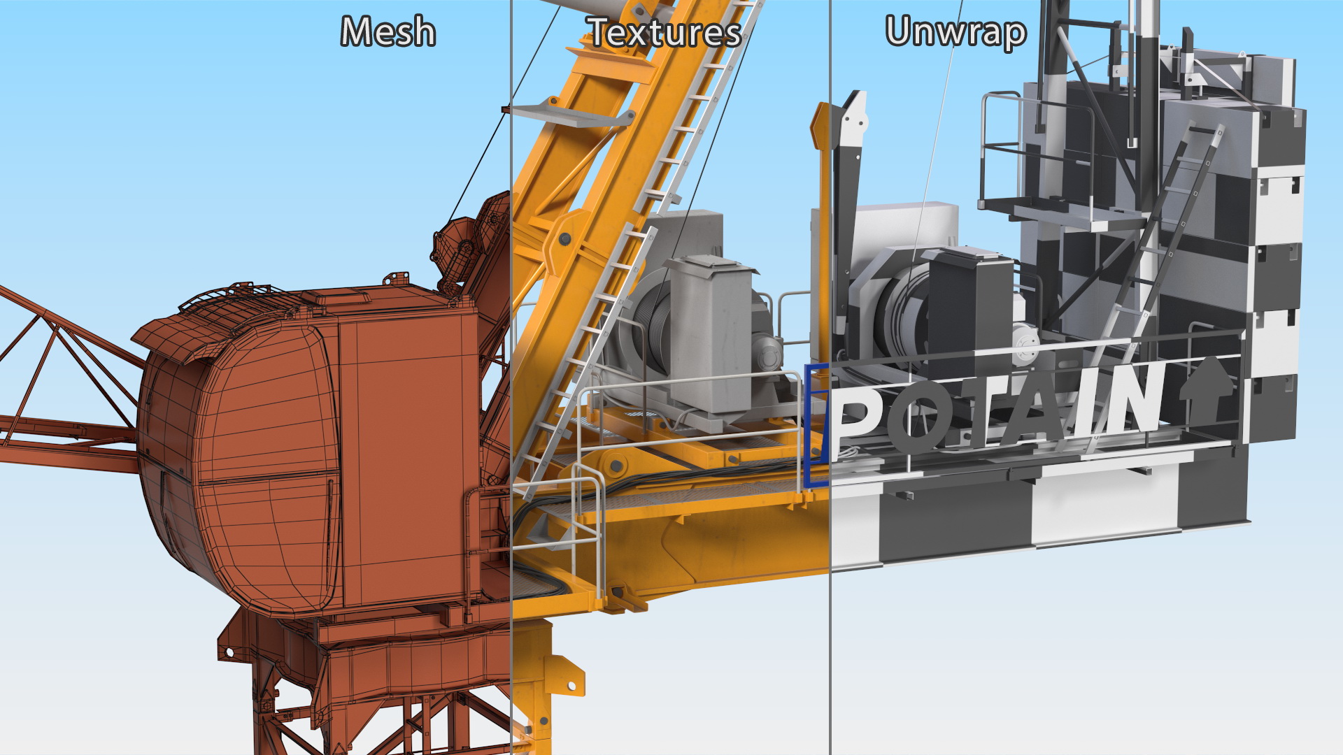 3D Potain MR 295 Luffing Jib Crane