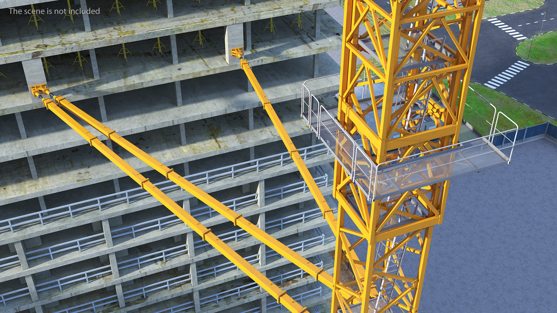 3D Potain MR 295 Luffing Jib Crane