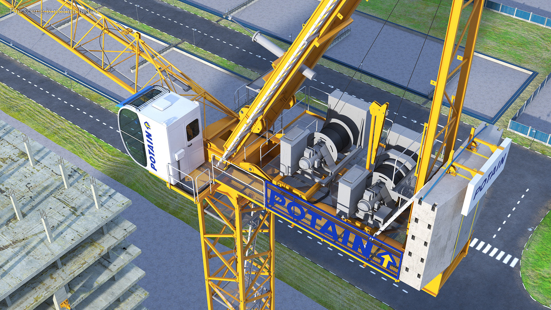 3D Potain MR 295 Luffing Jib Crane